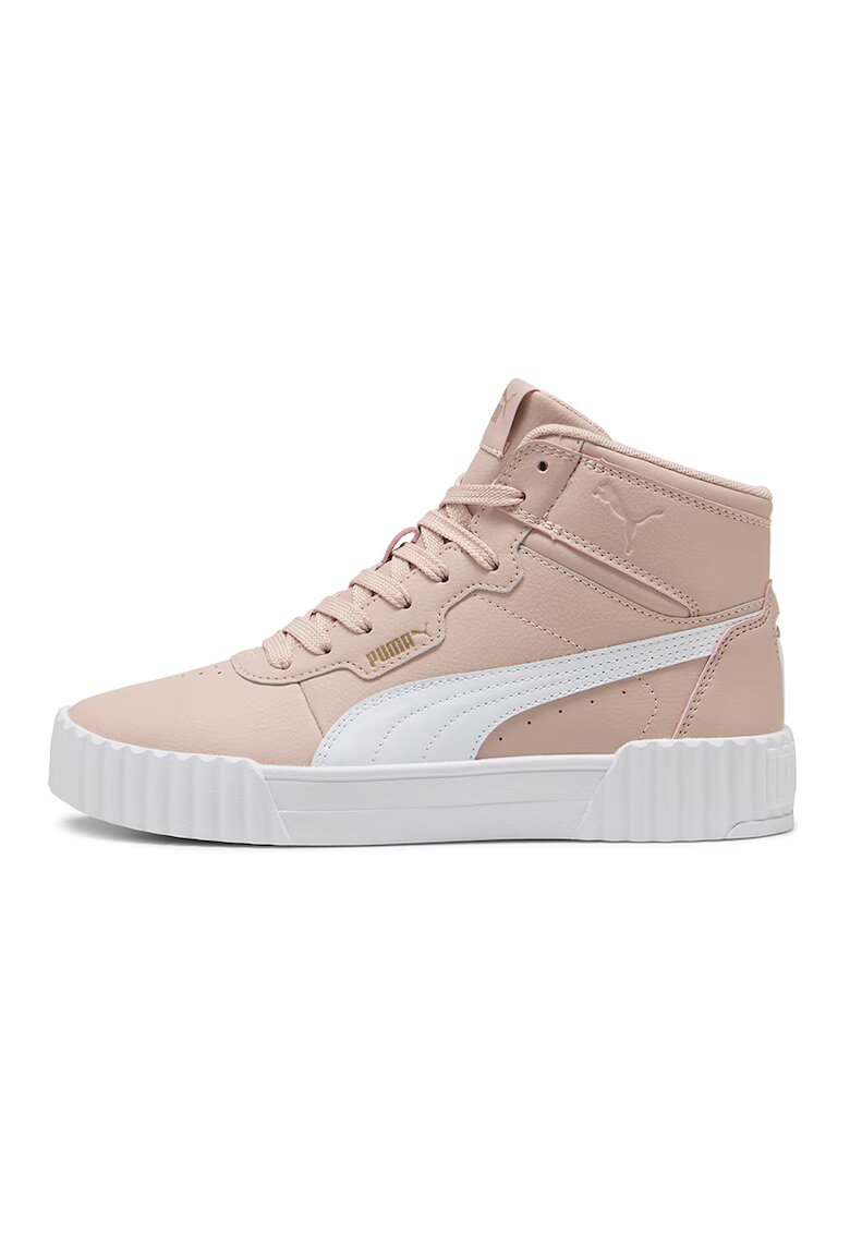 Puma Кожени спортни обувки Carina 3.0 - Бял/Розова сьомга