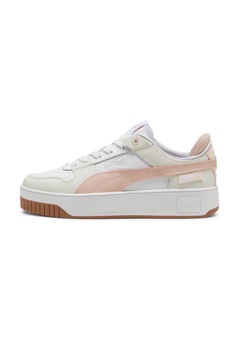 Puma Кожени спортни обувки Carina Street с еко кожа - Бял/Прашно розово/Светло бежово