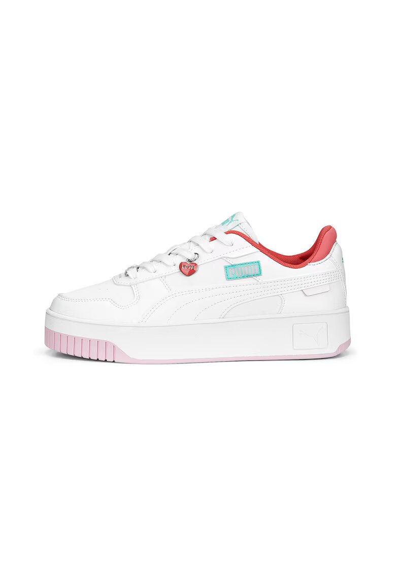 Puma Кожени спортни обувки Carina Street с висулка - Бял/Корал/Розово