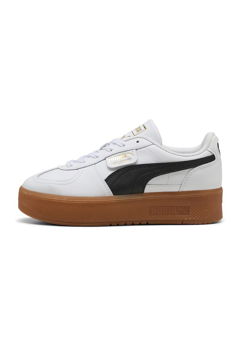 Puma Кожени спортни обувки Palermo с лого - Бял/Черен