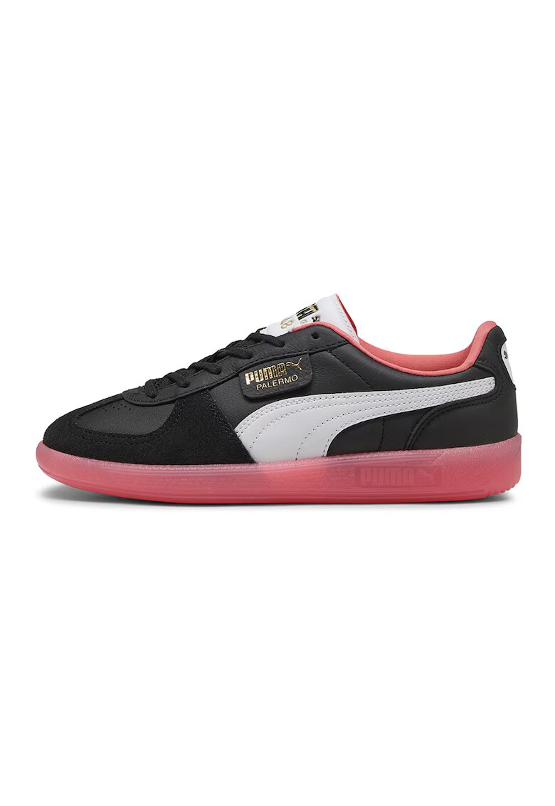 Puma Кожени спортни обувки Palermo с велур - Черен/Оранжев/Индигово синьо