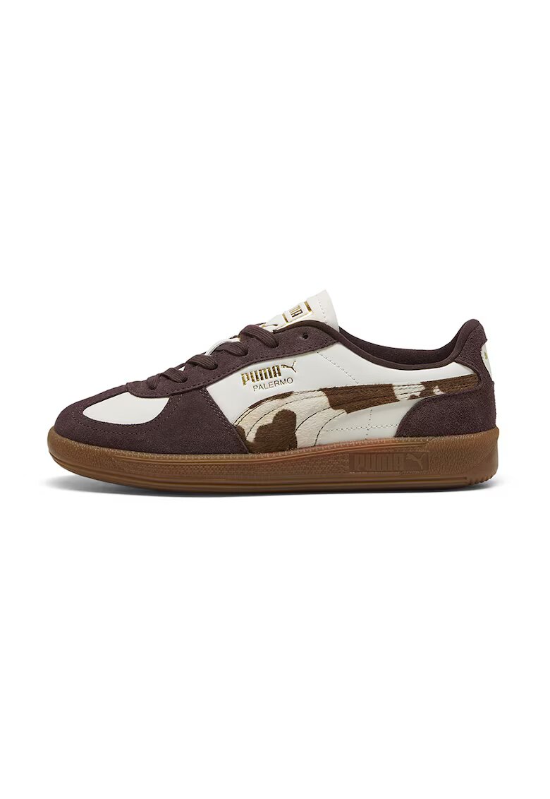 Puma Кожени спортни обувки Palermo с велур - Коняк кафяв/Слонова кост
