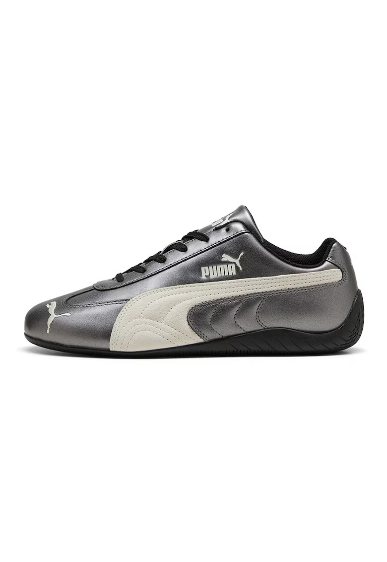 Puma Кожени спортни обувки Speedcat Metallic с метализиран ефект - Черен/Сребрист