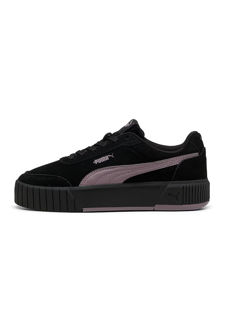 Puma Маратонки Carina Mia от велур с равна платформа - Черен/Бледа лила