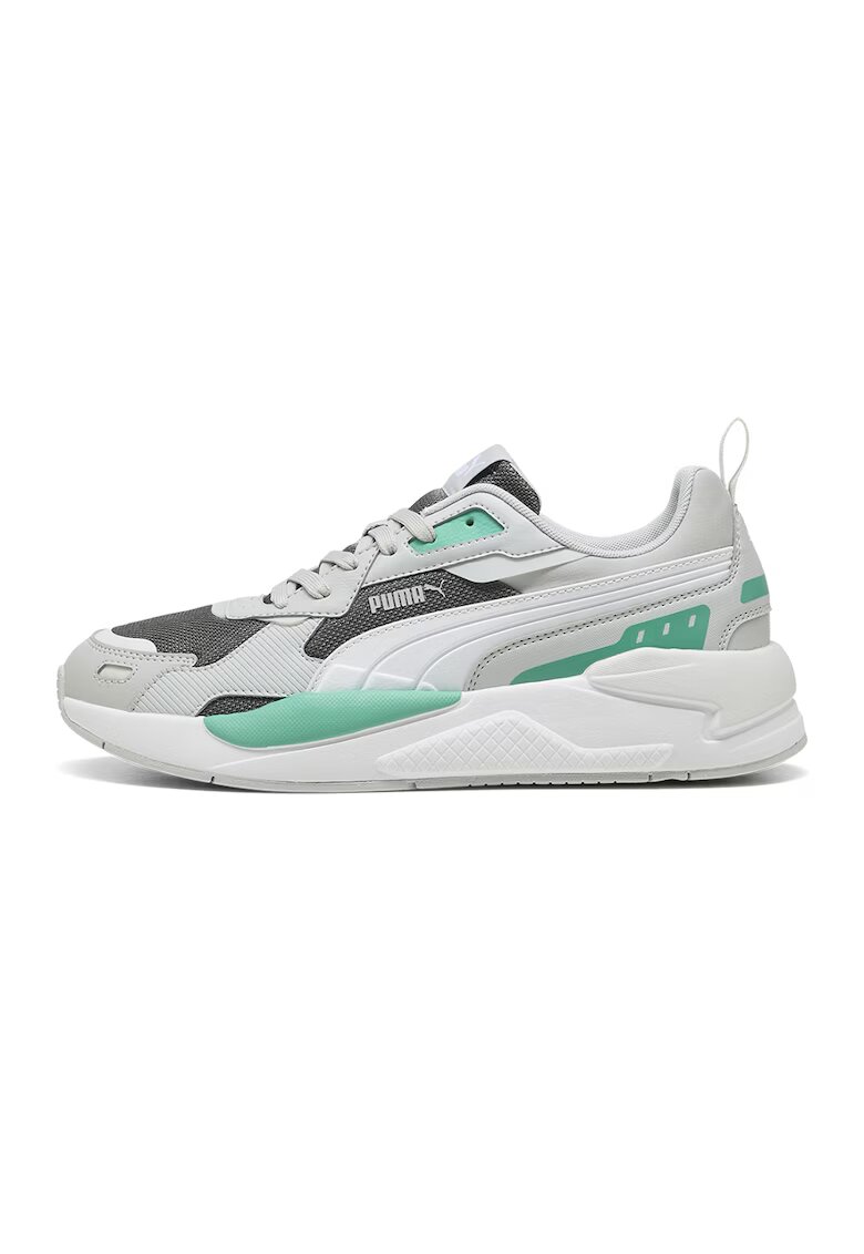 Puma Мрежести спортни обувки X-Ray 3 с еко кожа - Избеляло черно/Бледозелен/Бял