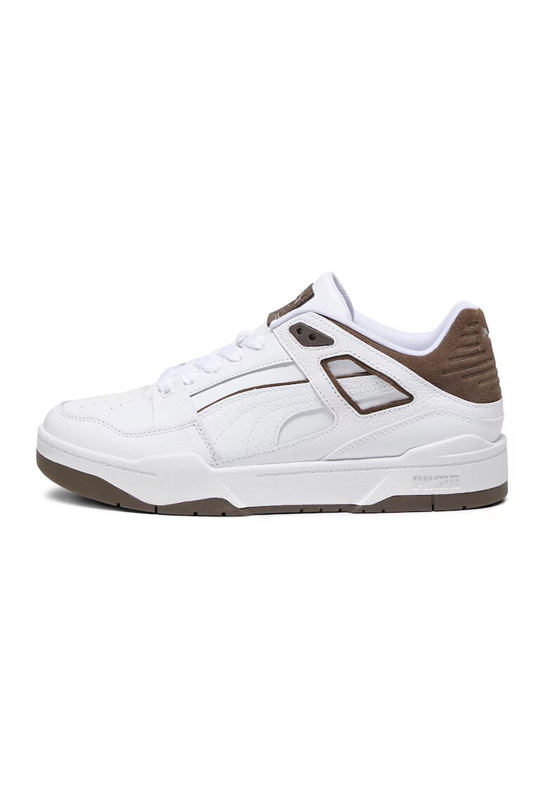 Puma Ниски спортни обувки от кожа и велур Slipstream - Бял - Кафяво каки - 6