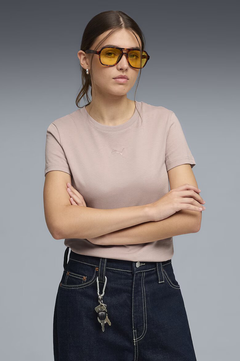 Puma Памучна тениска Essentials с лого Прашно розово