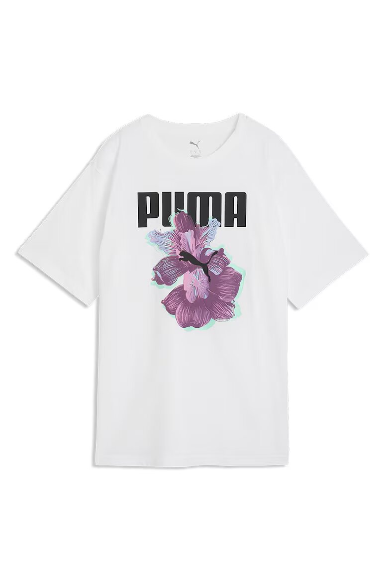 Puma Памучна тениска с шарка Бял/Черен/Фанданго розово
