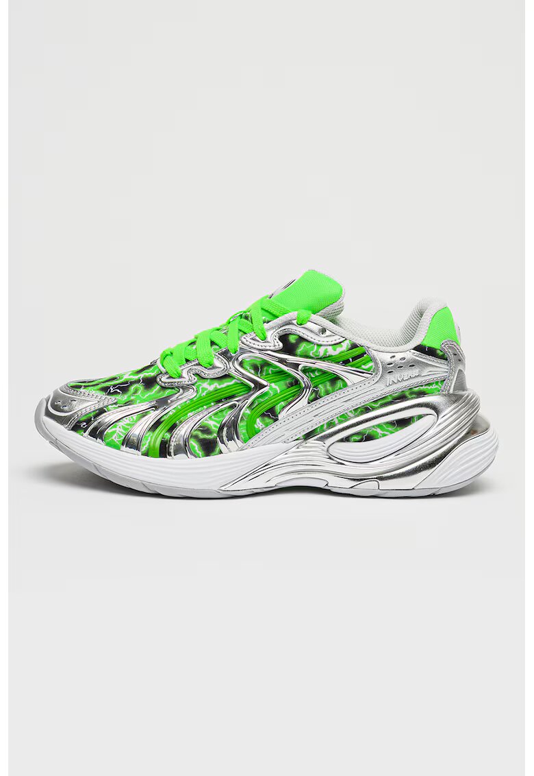 Puma Скосени спортни обувки Inverse RIPNDIP с кожа - Електриково Зелено/Сребрист