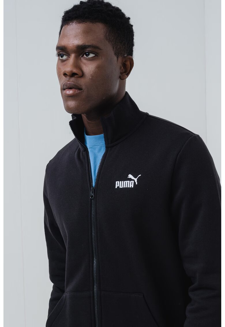 Puma Слим суитшърт с бродирано лого - Избеляло черно