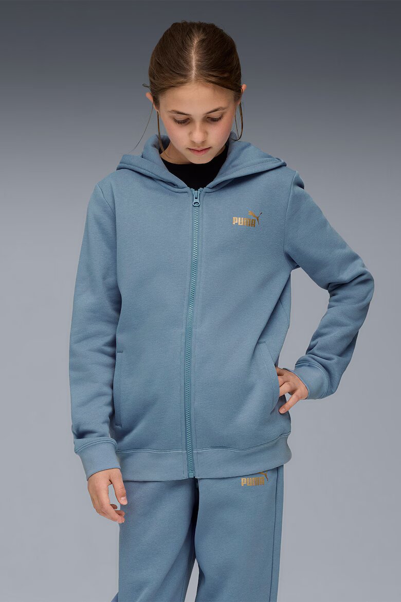 Puma Спортен екип с качулка и лого Прашно синьо