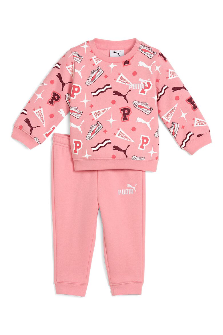 Puma Спортен екип с лого и графика Праскова