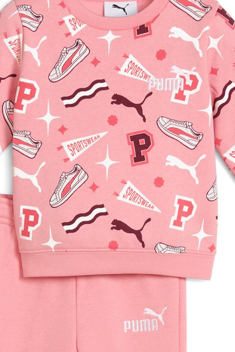 Puma Спортен екип с лого и графика Праскова