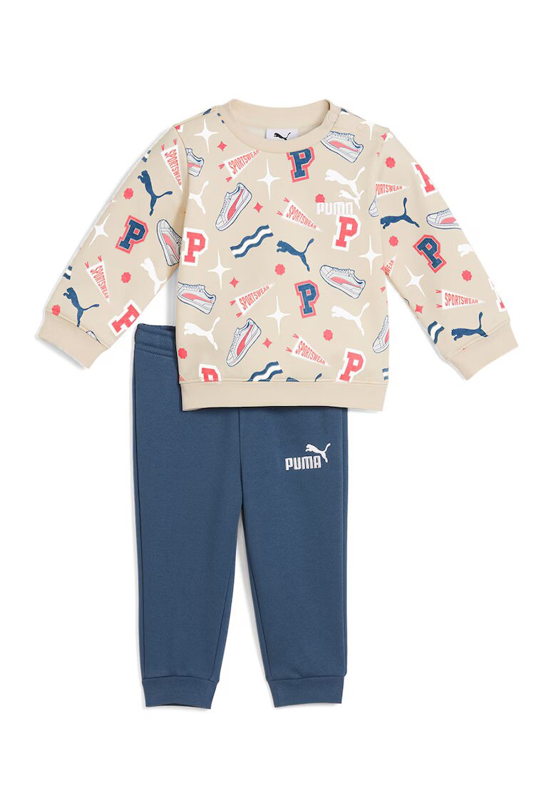 Puma Спортен екип с лого и графика - Син/Крем