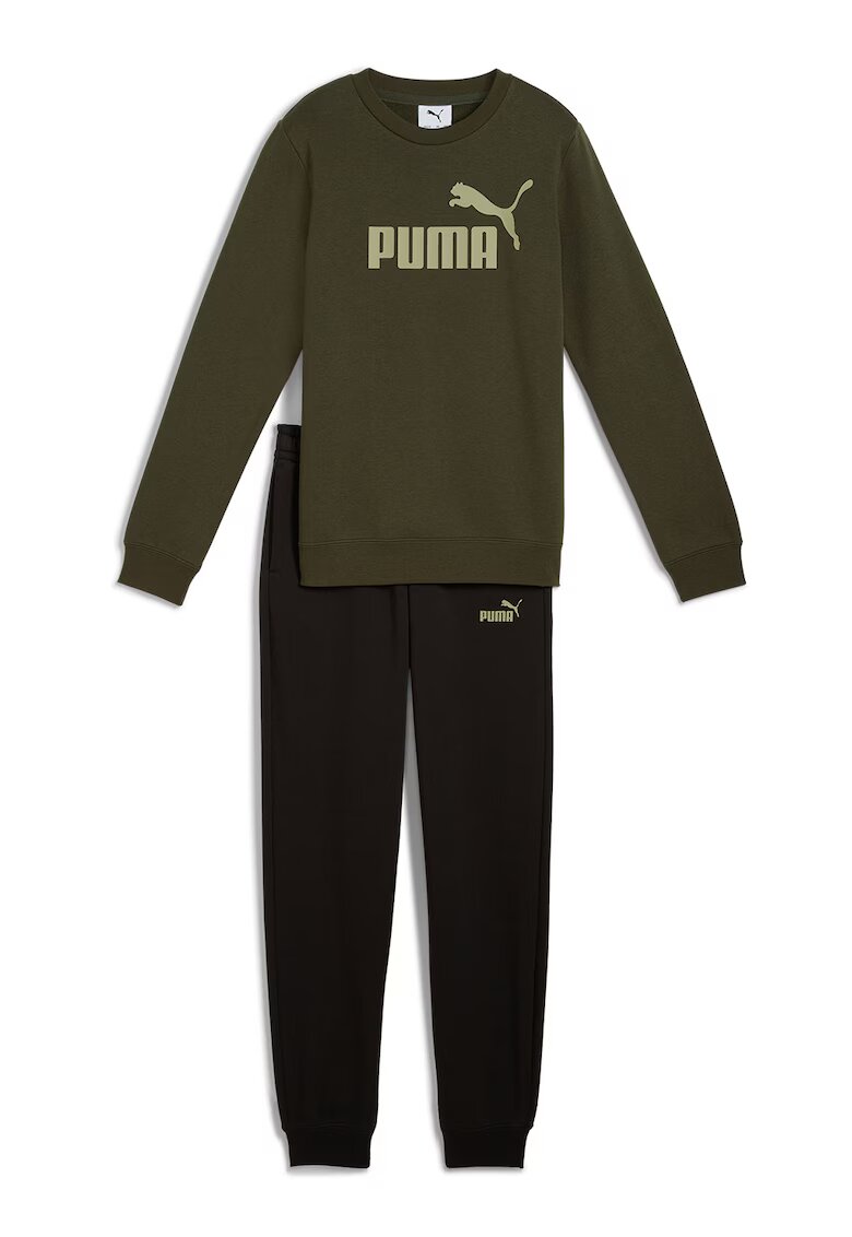 Puma Спортен екип с памук с лого - Тъмнозелен/Тъмно