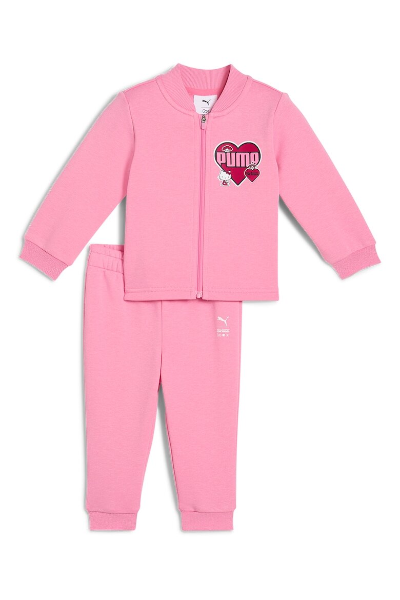 Puma Спортен екип с шарка на Hello Kitty и цип Бял/Малина/Пастелнорозов