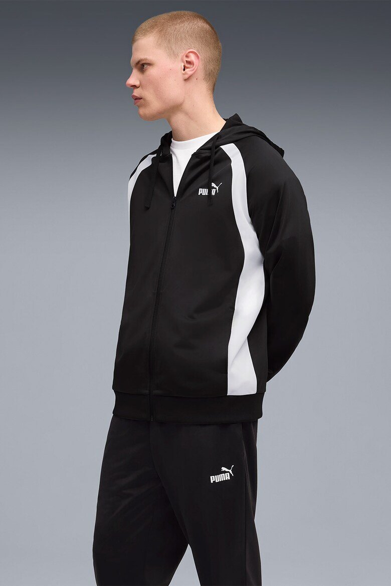Puma Спортен екип с цип и лого Бял/Черен