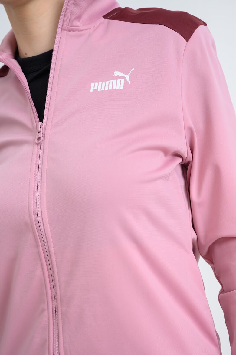 Puma Спортен екип с цип и лого Черен/Пастелнорозов