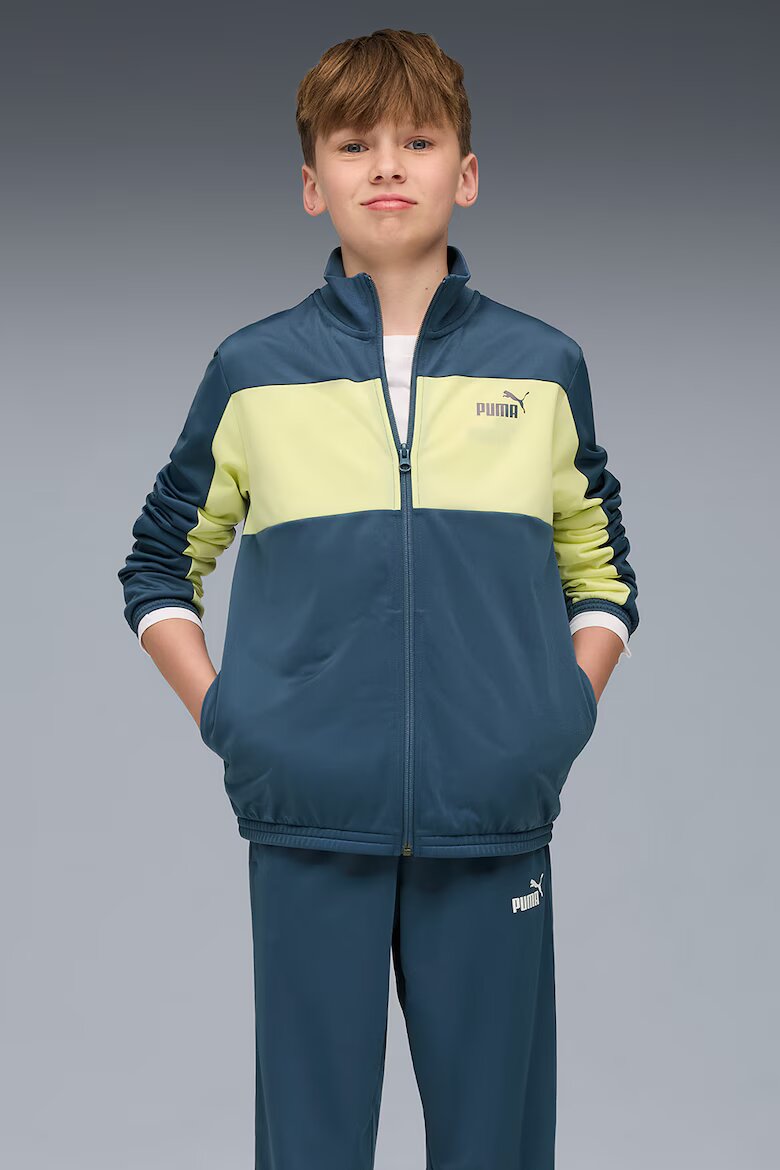 Puma Спортен екип с цип и лого Тъмносин/Шам фъстък зелено