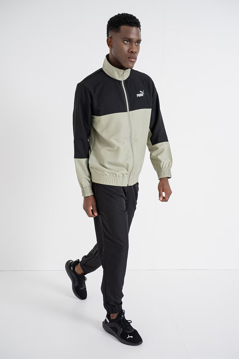 Puma Спортен екип с цип с дизайн с цветен блок Черен/Бледозелен