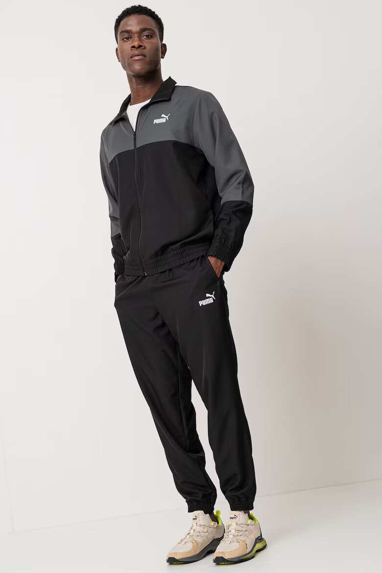 Puma Спортен екип с цип с дизайн с цветен блок Черен/Сив