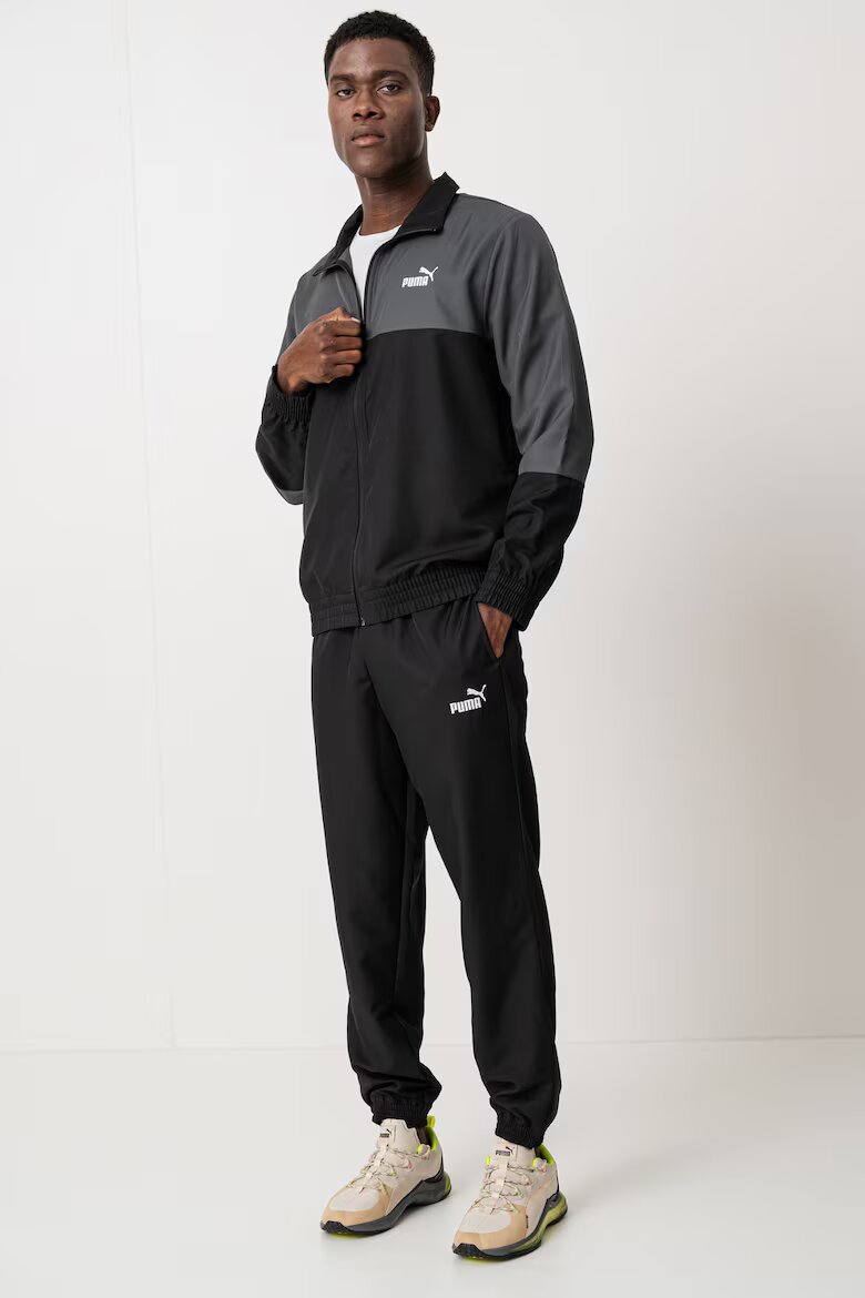 Puma Спортен екип с цип с дизайн с цветен блок Черен/Сив