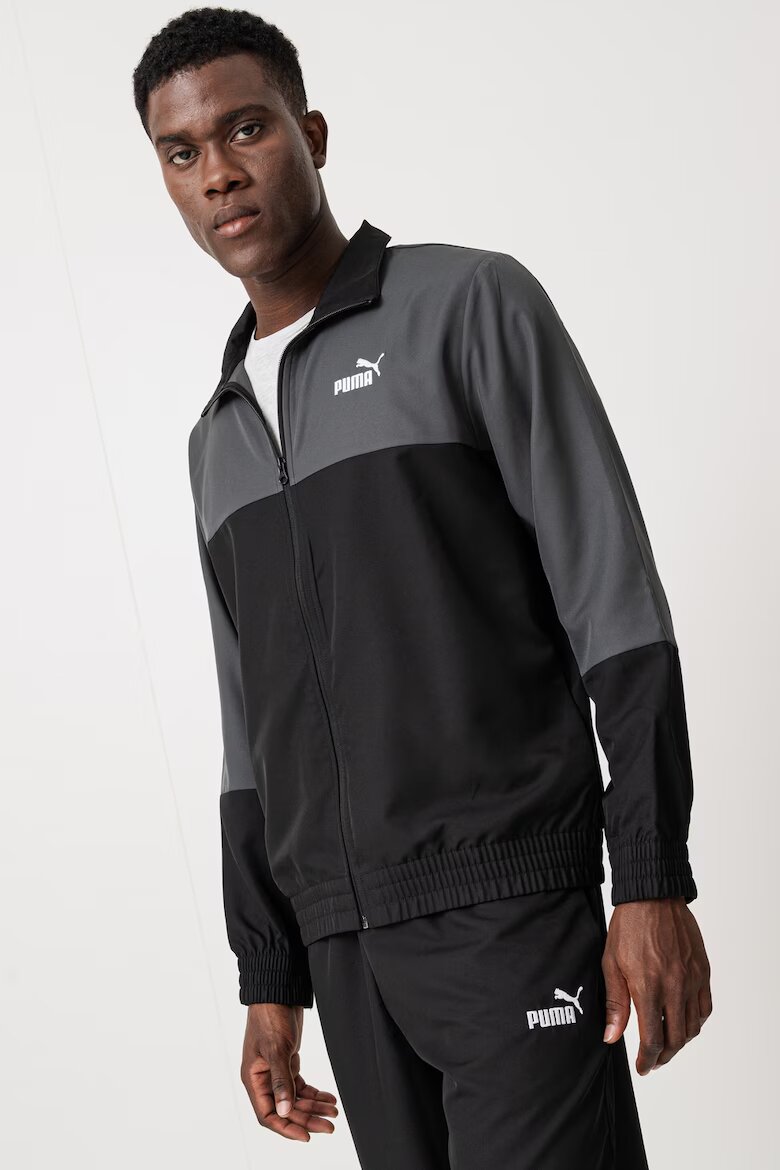 Puma Спортен екип с цип с дизайн с цветен блок Черен/Сив