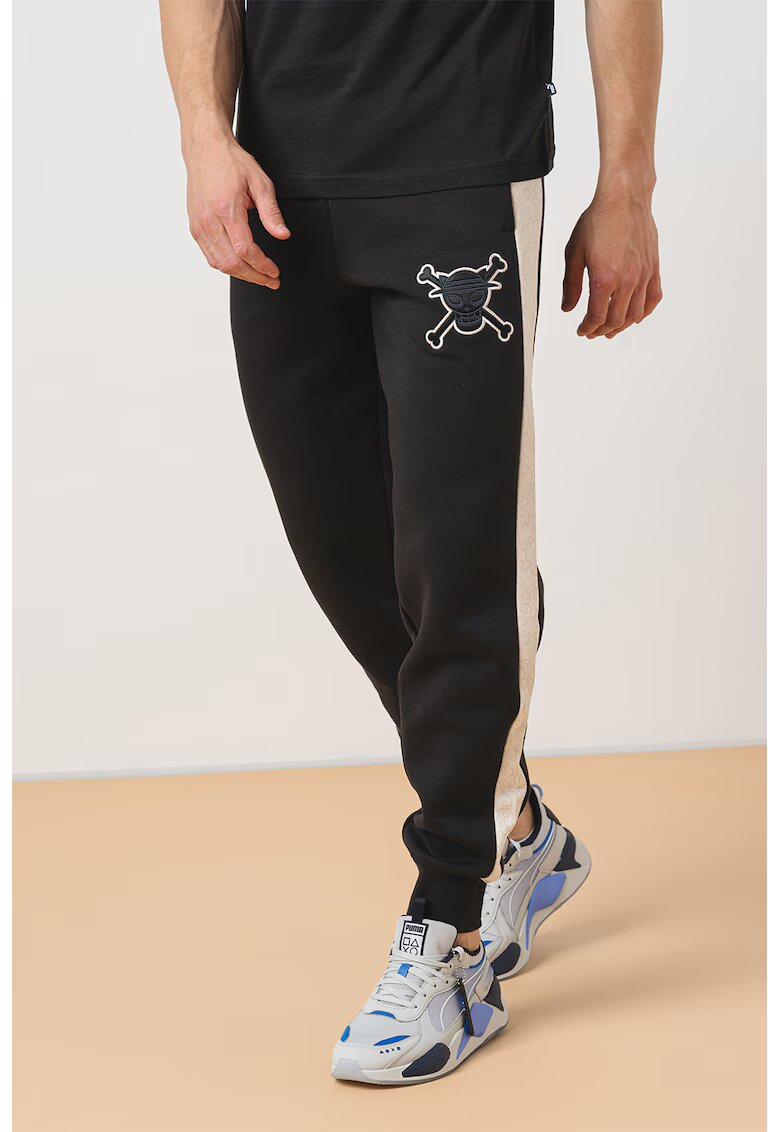 Puma Спортен панталон X One Piece с контрастни ленти встрани - Черен/Мръснобял