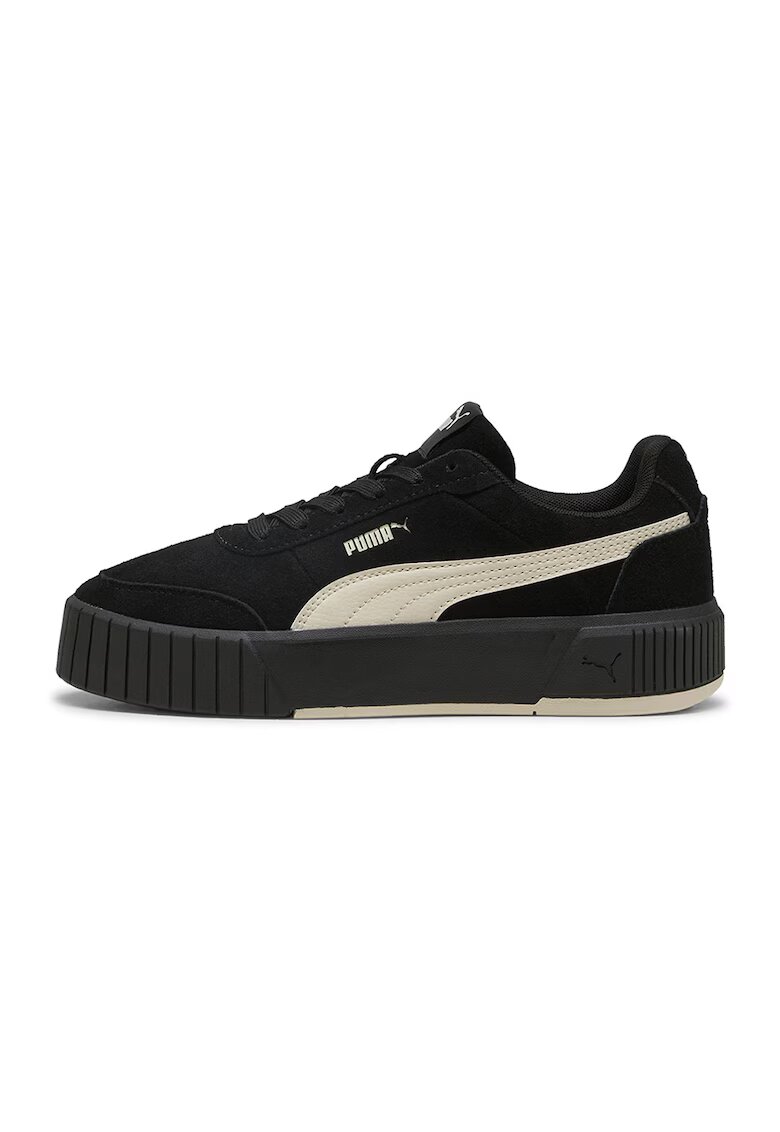 Puma Спортни обувки Carina Mia от велур с равна платформа и еко кожа - Черен/Крем