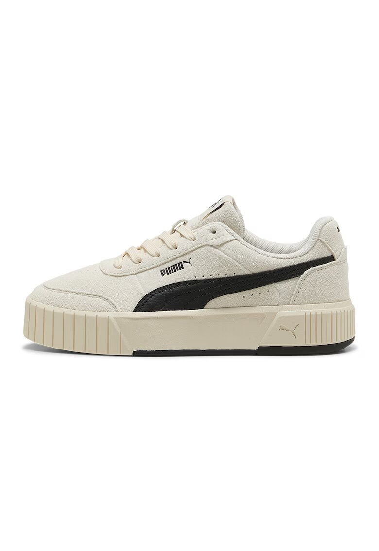 Puma Спортни обувки Carina Mia от велур с равна платформа и еко кожа - Черен/Светло бежово