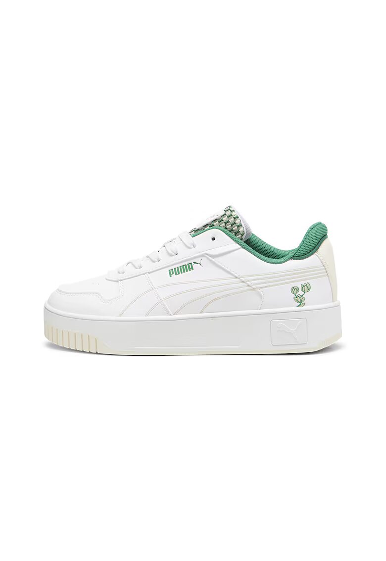 Puma Спортни обувки Carina Street Blossom с равна платформа - Бял/Папратово зелено