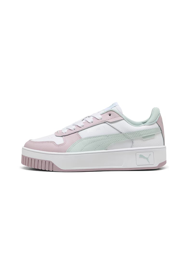 Puma Спортни обувки Carina Street Jr от кожа и еко кожа - Бял/Бледо синьо/Розово