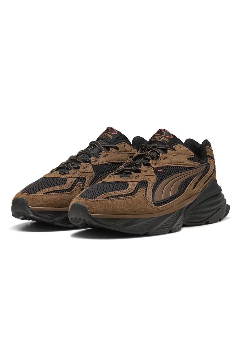 Puma Спортни обувки Fade Nitro LS S Haute Coffee с връзки Черен въглерод/Сиена кафява