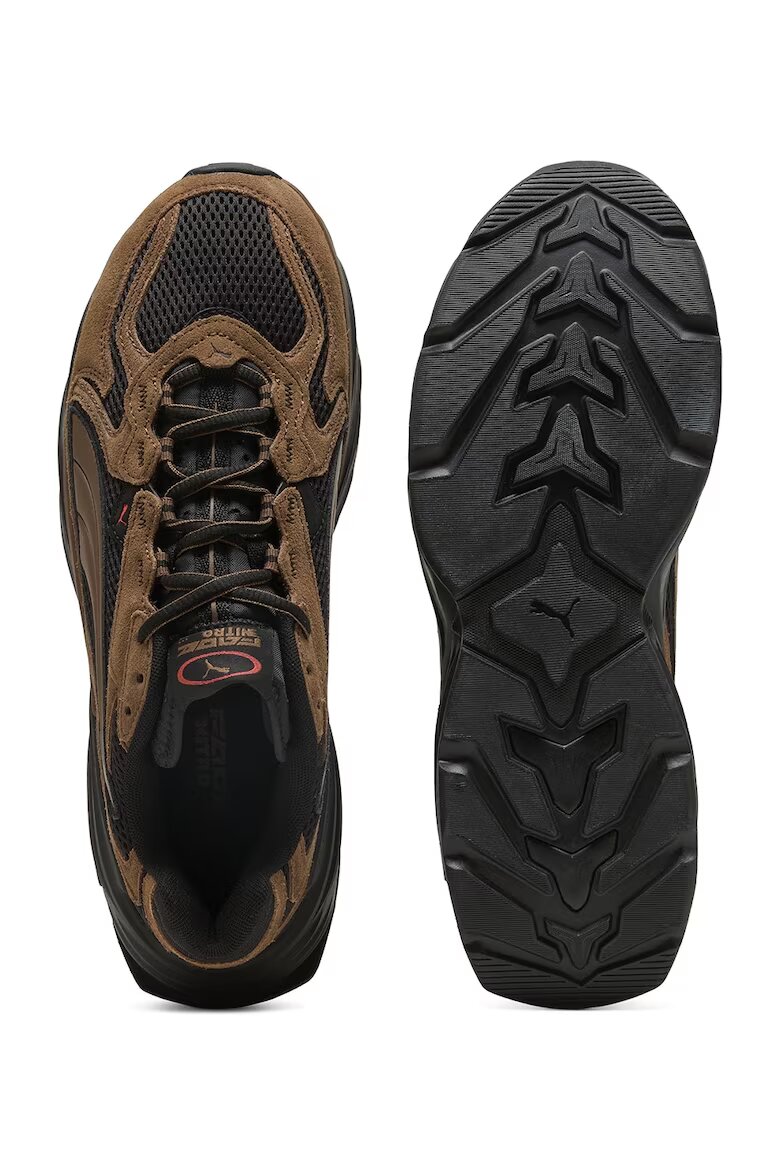 Puma Спортни обувки Fade Nitro LS S Haute Coffee с връзки Черен въглерод/Сиена кафява