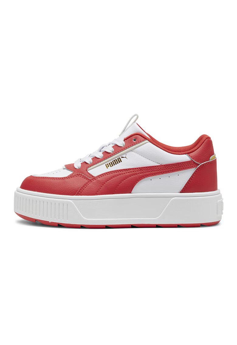 Puma Спортни обувки Karmen Rebelle от кожа и еко кожа с равна платформа - Бял/Аленочервен
