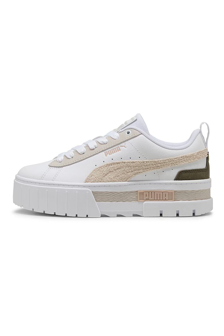 Puma Спортни обувки Mayze Mix от еко кожа с велур Бежов/Мръснобял