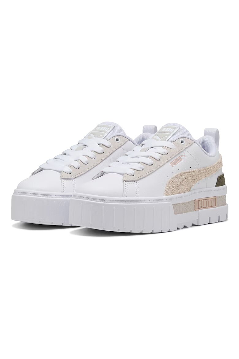 Puma Спортни обувки Mayze Mix от еко кожа с велур Бежов/Мръснобял