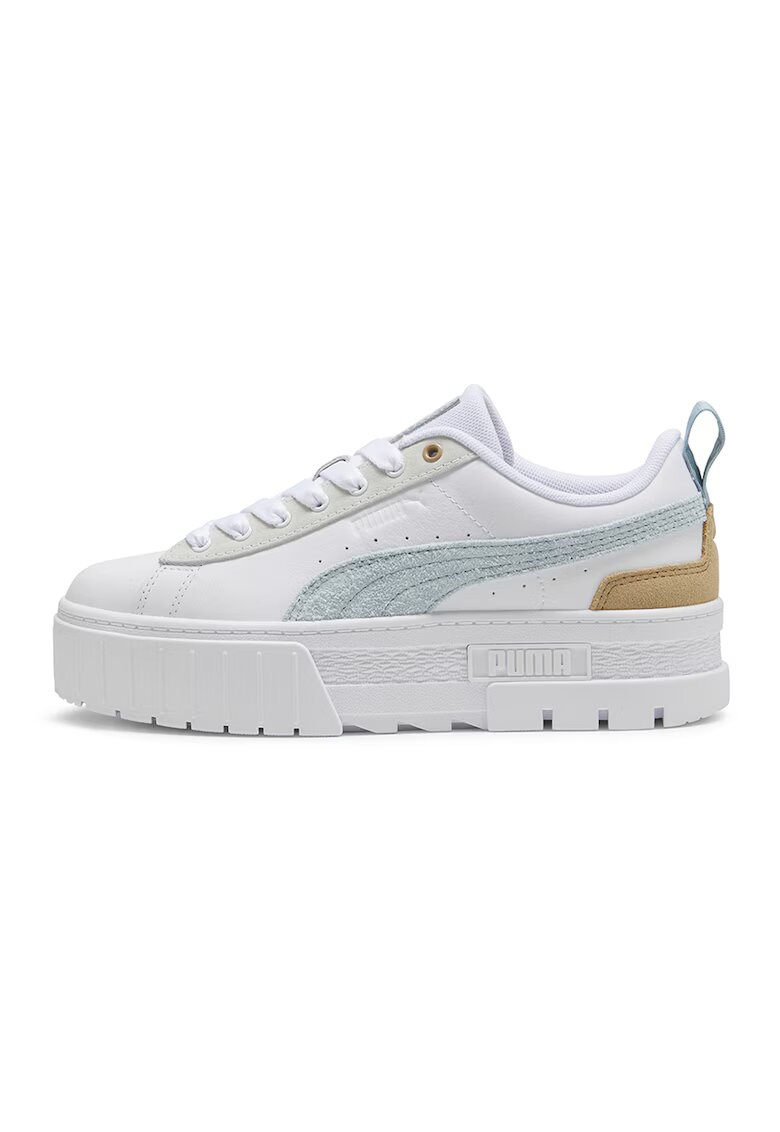 Puma Спортни обувки Mayze Mix от еко кожа с велур - Бежов/Мръснобял