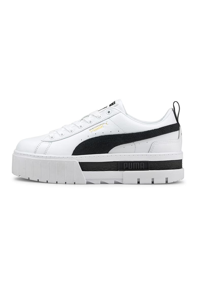 Puma Спортни обувки Mayze с велур и равна платформа - Бежов/Бял/Мръснобял