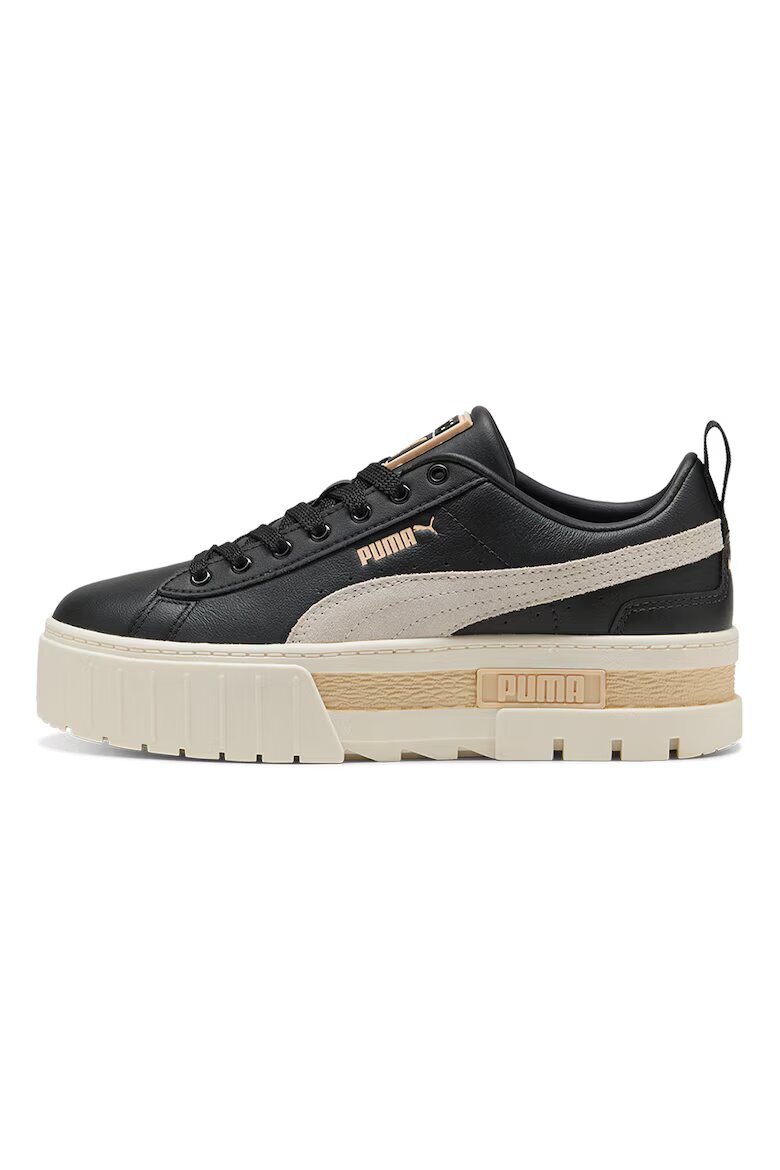 Puma Спортни обувки Mayze с велур и равна платформа Черен/Светло кафяво