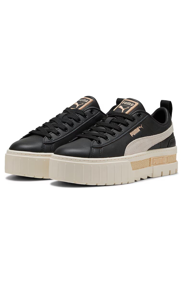 Puma Спортни обувки Mayze с велур и равна платформа Черен/Светло кафяво