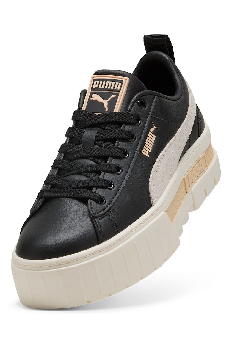 Puma Спортни обувки Mayze с велур и равна платформа Черен/Светло кафяво