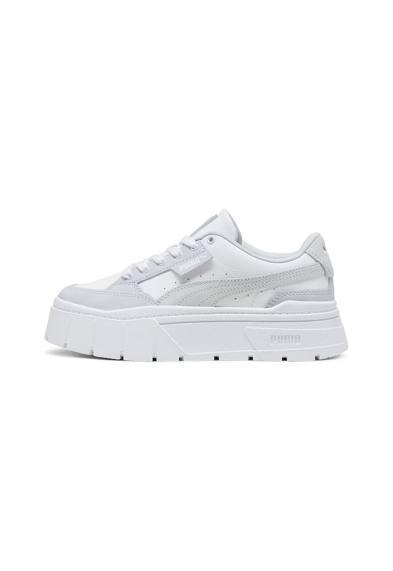 Puma Спортни обувки Mayze Stack Luxe с велур и равна платформа - Светло сив/Мръснобял
