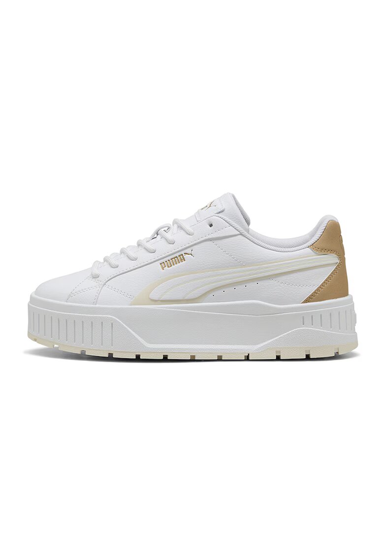Puma Спортни обувки от еко кожа с лого - Бял/Бежов