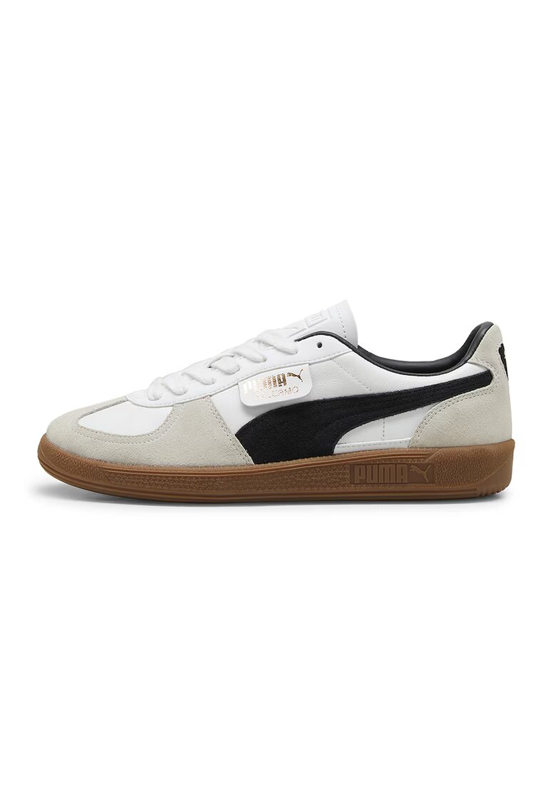 Puma Спортни обувки Palermo с еко кожа и велур - Бял/Черен/Бежов