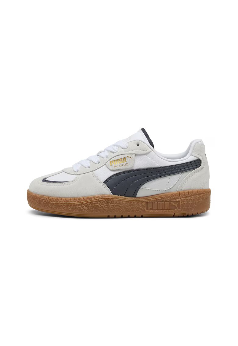 Puma Спортни обувки Palermo с кожа и велур - Бял/Черен/Светло
