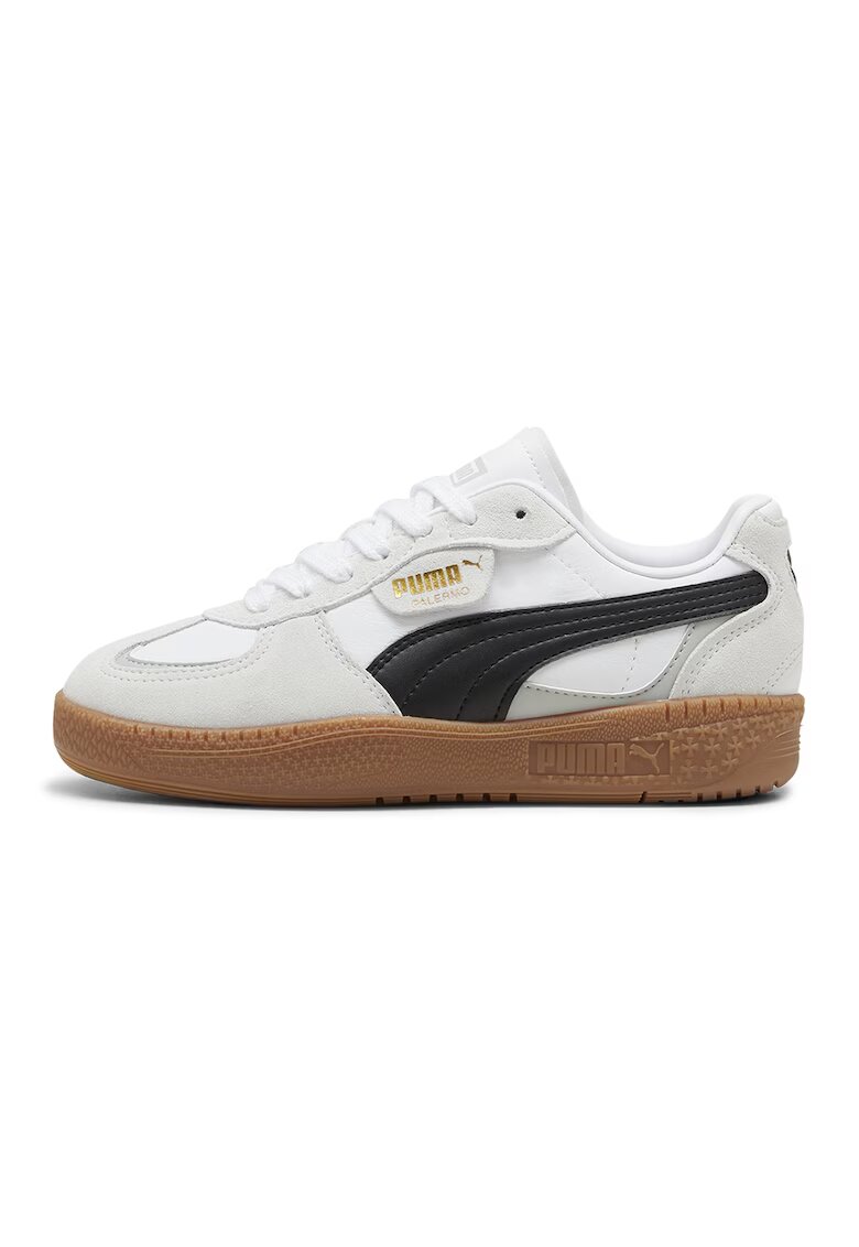 Puma Спортни обувки Palermo с кожа и велур - Бял/Светло сив