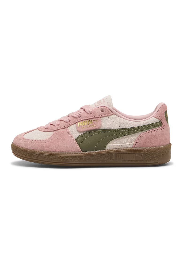 Puma Спортни обувки Palermo с велур и кожа - Пастелнорозов/Тъмно каки/Бледо розово