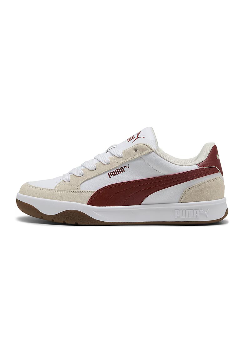 Puma Спортни обувки Park LT от еко кожа с велур - Бордо/Бял/Светло бежово