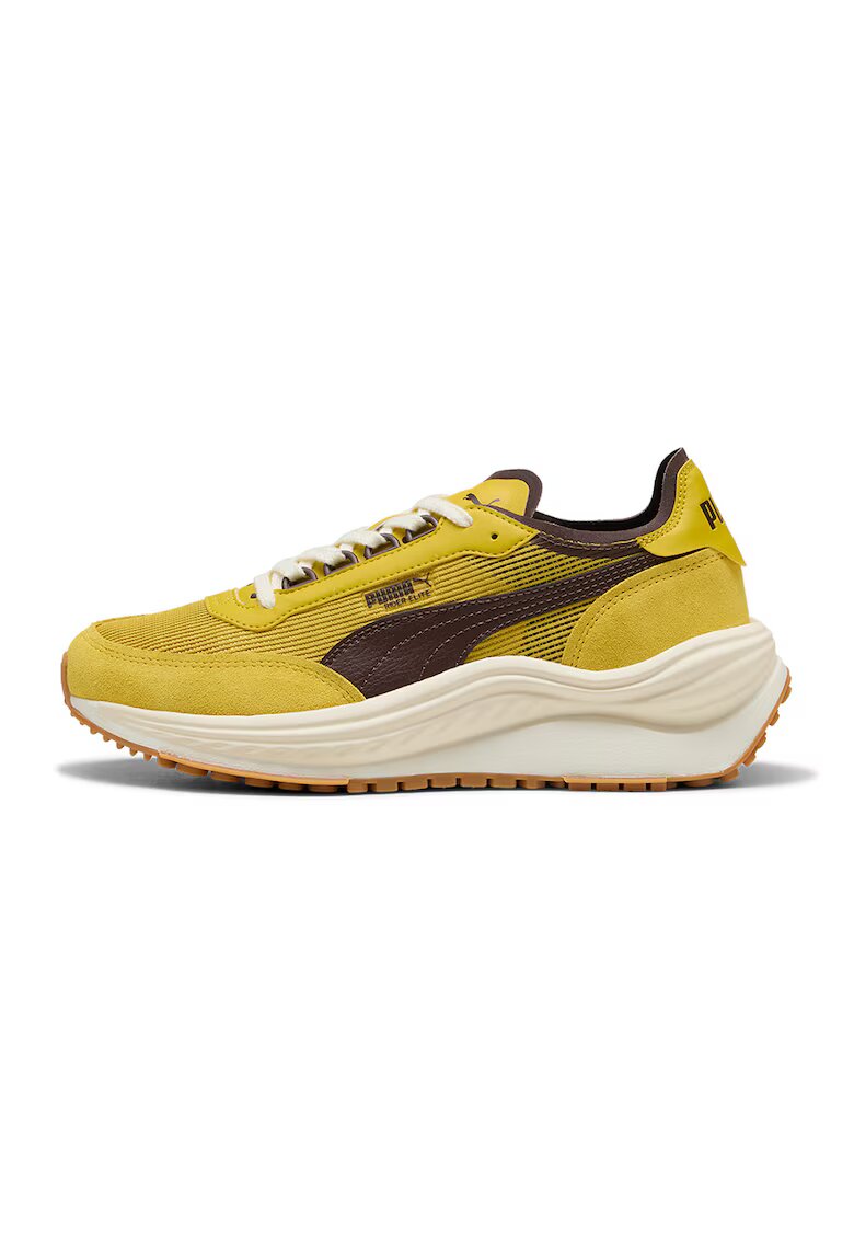 Puma Спортни обувки Rider Elite с еко велур - Синапено жълто/Земен